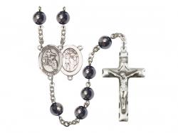  St. Sebastian/Motorcycle Centre Rosary w/Hematite Beads 