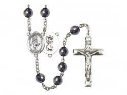  St. Christopher/Tennis Centre Rosary w/Hematite Beads 