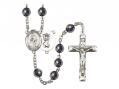  St. Christopher/Wrestling Centre Rosary w/Hematite Beads 