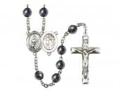  St. Sebastian/Softball Centre Rosary w/Hematite Beads 