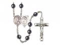  St. Sebastian/Soccer Women Centre Rosary w/Hematite Beads 