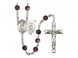  St. Christopher/Air Force Centre Rosary w/Brown Beads 