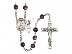 St. Christopher/Football Centre Rosary w/Brown Beads 