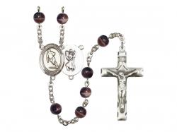  St. Christopher/Rugby Centre Rosary w/Brown Beads 