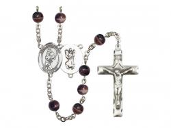  St. Christopher/Softball Centre Rosary w/Brown Beads 