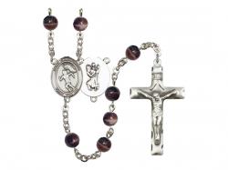 St. Christopher/Track & Field Women Centre Rosary w/Brown Beads 
