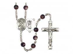  St. Christopher/Swimming Centre Rosary w/Brown Beads 