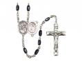  St. Sebastian/Motorcycle Centre Rosary w/Black Onyx Beads 