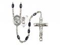  St. Christopher/Ice Hockey Centre Rosary w/Black Onyx Beads 