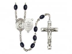  St. Christopher/Army Centre Rosary w/Black Onyx Beads 