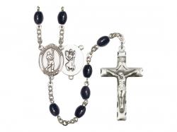  St. Christopher/Lacrosse Centre Rosary w/Black Onyx Beads 