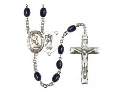  St. Christopher/Rugby Centre Rosary w/Black Onyx Beads 