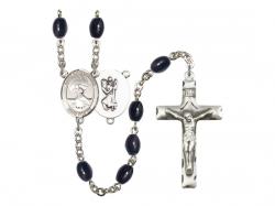 St. Christopher/Water Polo Women Centre Rosary w/Black Onyx Beads 