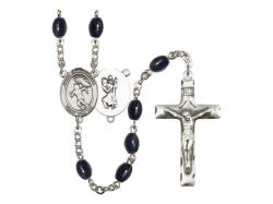  St. Christopher/Track & Field Women Centre Rosary w/Black Onyx Beads 
