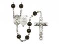  St. Christopher/Army Centre Rosary w/Black Onyx Beads 