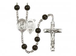  St. Christopher/National Guard Centre Rosary w/Black Onyx Beads 