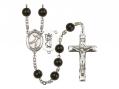  St. Christopher/Figure Skating Centre Rosary w/Black Onyx Beads 