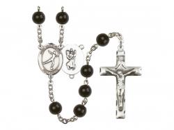  St. Sebastion/Figure Skating Centre Rosary w/Black Onyx Beads 
