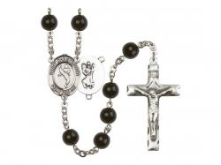  St. Christopher/Martial Arts Centre Rosary w/Black Onyx Beads 