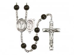  St. Sebastian/Cheerleading Centre Rosary w/Black Onyx Beads 