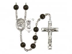  St. Christopher/Motorcycle Centre Rosary w/Black Onyx Beads 