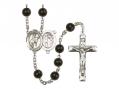  St. Sebastian/Rodeo Centre Rosary w/Black Onyx Beads 