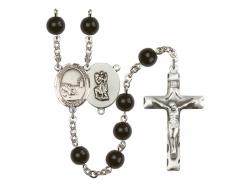  St. Christopher/Fishing Centre Rosary w/Black Onyx Beads 