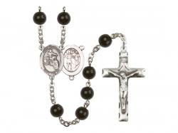  St. Sebastian/Motorcycle Centre Rosary w/Black Onyx Beads 