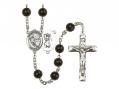  St. Christopher/Ice Hockey Centre Rosary w/Black Onyx Beads 