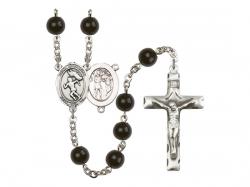  St. Sebastian/Track & Field Women Centre Rosary w/Black Onyx Beads 