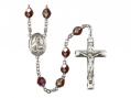  St. Albert the Great Center Rosary w/Aurora Borealis Garnet Beads 