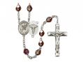  St. Agatha/Nurse Center Rosary w/Aurora Borealis Garnet Beads 