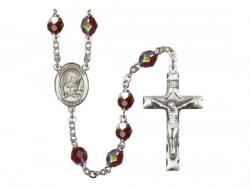  St. Apollonia Center Rosary w/Aurora Borealis Garnet Beads 
