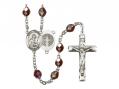  St. Benedict Center Rosary w/Aurora Borealis Garnet Beads 