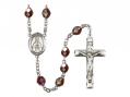  St. Blaise Center Rosary w/Aurora Borealis Garnet Beads 