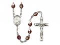  St. Charles Borromeo Centre Rosary w/Aurora Borealis Garnet Beads 