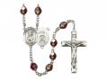  St. Christopher/Air Force Centre Rosary w/Aurora Borealis Garnet Beads 
