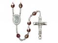  St. Christopher Centre Rosary w/Aurora Borealis Garnet Beads 