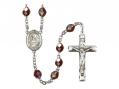  St. Clare of Assisi Centre Rosary w/Aurora Borealis Garnet Beads 