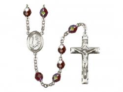  St. Dominic de Guzman Centre Rosary w/Aurora Borealis Garnet Beads 