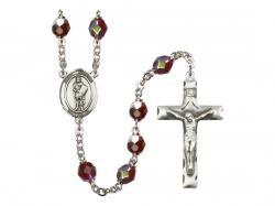  St. Florian Centre Rosary w/Aurora Borealis Garnet Beads 