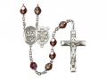  St. George/EMT Centre Rosary w/Aurora Borealis Garnet Beads 