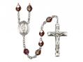  St. Gregory the Great Centre Rosary w/Aurora Borealis Garnet Beads 