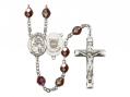  St. Joan of Arc/Coast Guard Centre Rosary w/Aurora Borealis Garnet Beads 