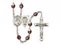  St. Joan of Arc/National Guard Centre Rosary w/Aurora Borealis Garnet Beads 