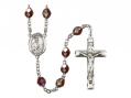  St. Jude Thaddeus Centre Rosary w/Aurora Borealis Garnet Beads 