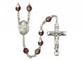  St. Luke the Apostle Centre Rosary w/Aurora Borealis Garnet Beads 