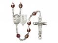  St. Luke the Apostle/Doctor Centre Rosary w/Aurora Borealis Garnet Beads 