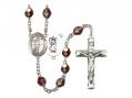  St. Christopher/Volleyball Centre Rosary w/Aurora Borealis Garnet Beads 