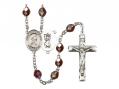  St. Christopher/Soccer Centre Rosary w/Aurora Borealis Garnet Beads 